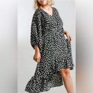 Umgee Women's Hi-Low Long Abstract Dress 3/4 Sleeve Size XL EUC